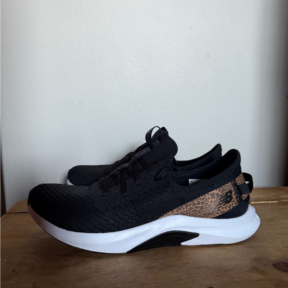 Leopard accent black tennis shoes